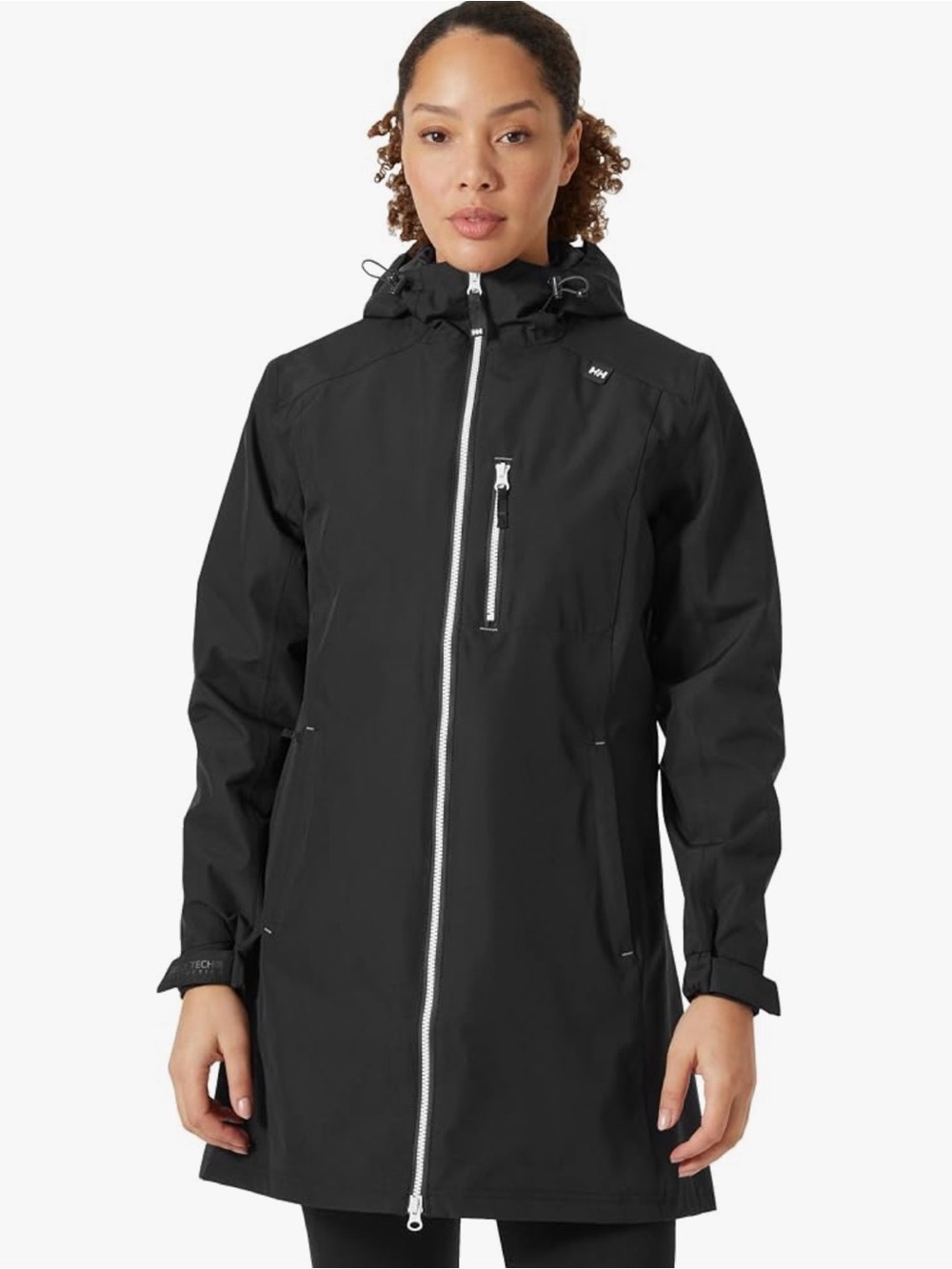 Helly Hansen Black Long Waterproof Trench Coat with Hood